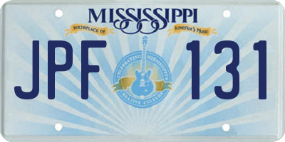 MS license plate JPF131