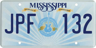 MS license plate JPF132