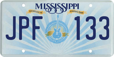 MS license plate JPF133