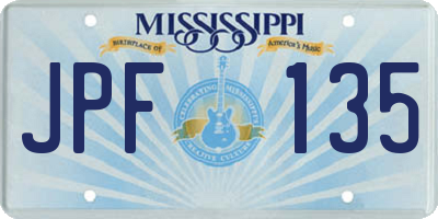 MS license plate JPF135