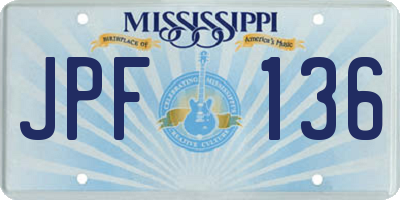 MS license plate JPF136