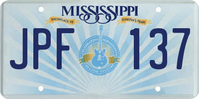MS license plate JPF137
