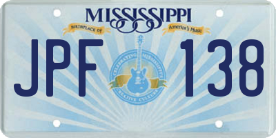 MS license plate JPF138