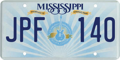 MS license plate JPF140