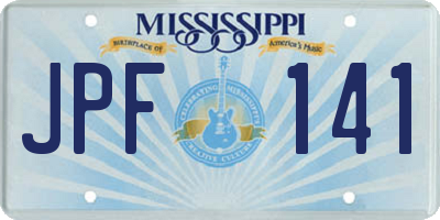 MS license plate JPF141