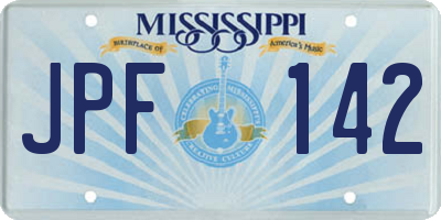 MS license plate JPF142