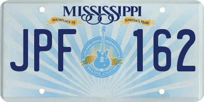 MS license plate JPF162