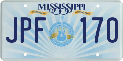 MS license plate JPF170