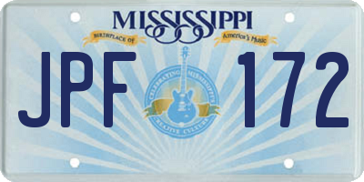 MS license plate JPF172