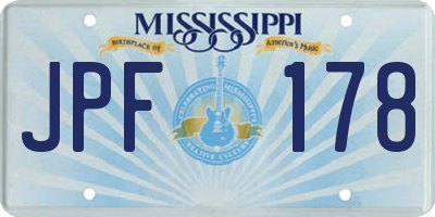 MS license plate JPF178