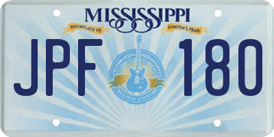 MS license plate JPF180