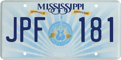 MS license plate JPF181