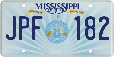 MS license plate JPF182