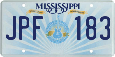 MS license plate JPF183