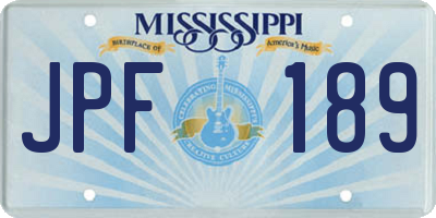 MS license plate JPF189