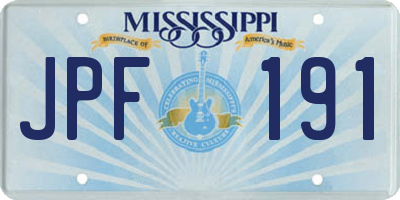 MS license plate JPF191