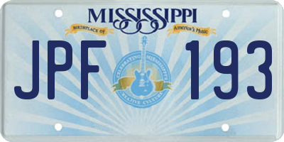 MS license plate JPF193