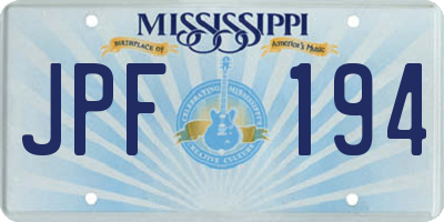 MS license plate JPF194