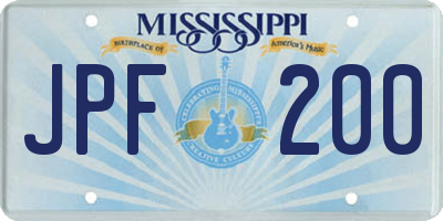MS license plate JPF200