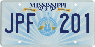 MS license plate JPF201