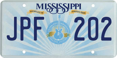 MS license plate JPF202