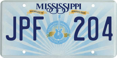 MS license plate JPF204