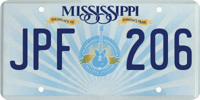 MS license plate JPF206