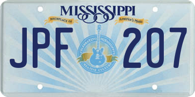MS license plate JPF207