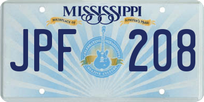 MS license plate JPF208