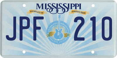 MS license plate JPF210