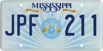 MS license plate JPF211