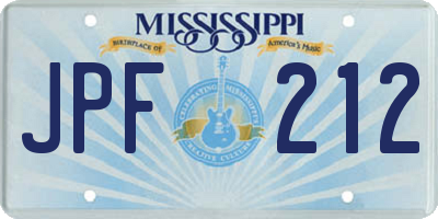 MS license plate JPF212
