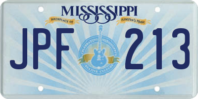 MS license plate JPF213