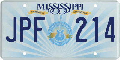 MS license plate JPF214