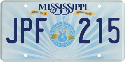 MS license plate JPF215