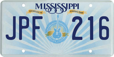 MS license plate JPF216