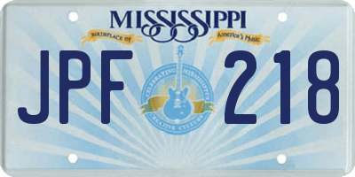 MS license plate JPF218