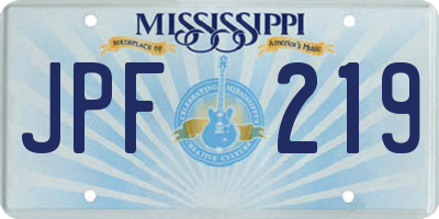 MS license plate JPF219
