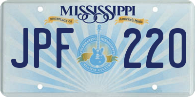 MS license plate JPF220