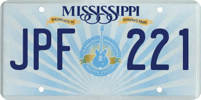 MS license plate JPF221