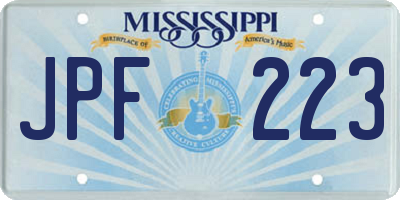 MS license plate JPF223