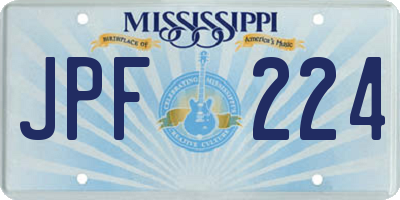 MS license plate JPF224
