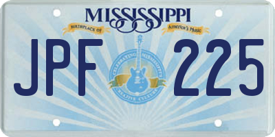 MS license plate JPF225
