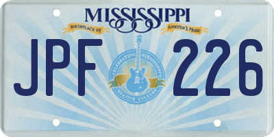 MS license plate JPF226