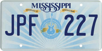 MS license plate JPF227