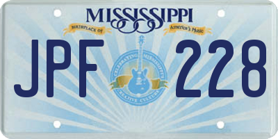 MS license plate JPF228