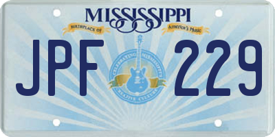 MS license plate JPF229