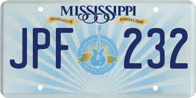 MS license plate JPF232