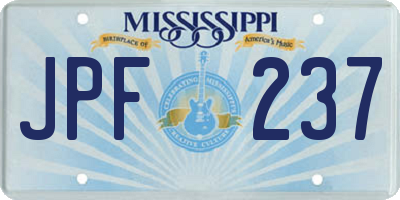 MS license plate JPF237