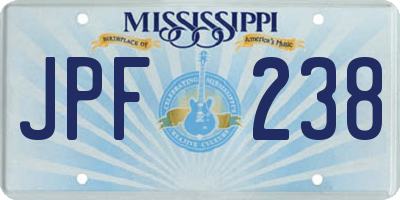 MS license plate JPF238